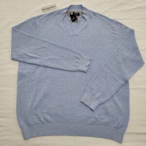 Johnnie O Sweater Light Blue Belmore  Malibu Knit V Neck Sweatshirt Men's Sz XL